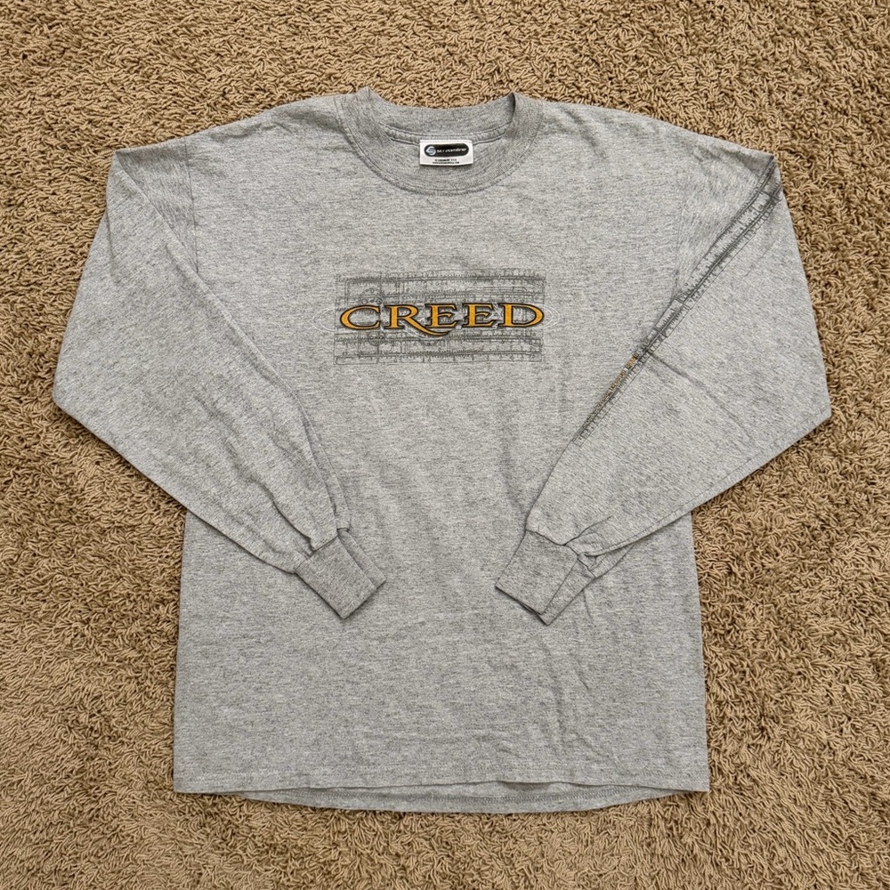 Vintage Y2K Creed Weathered Tour Size Medium Gray Long Sleeve T Shirt RARE